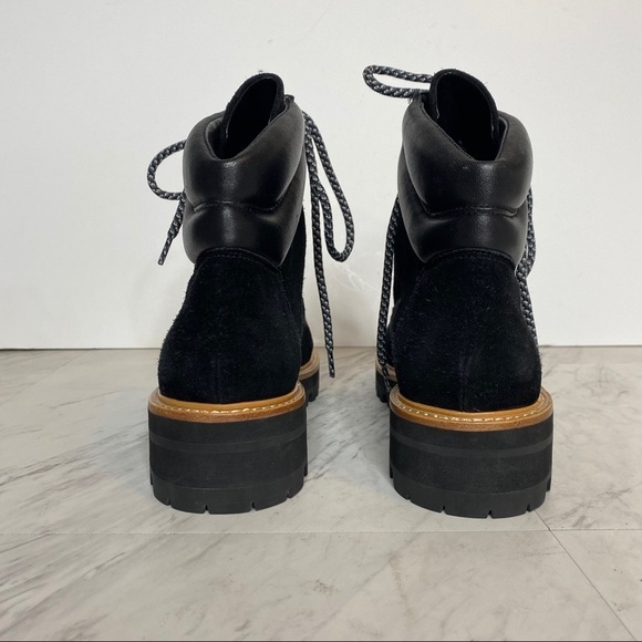 New! Marc Fisher Idaran Black Lug Sole Black Suede Hiker Boot 9M - Picture 3 of 14